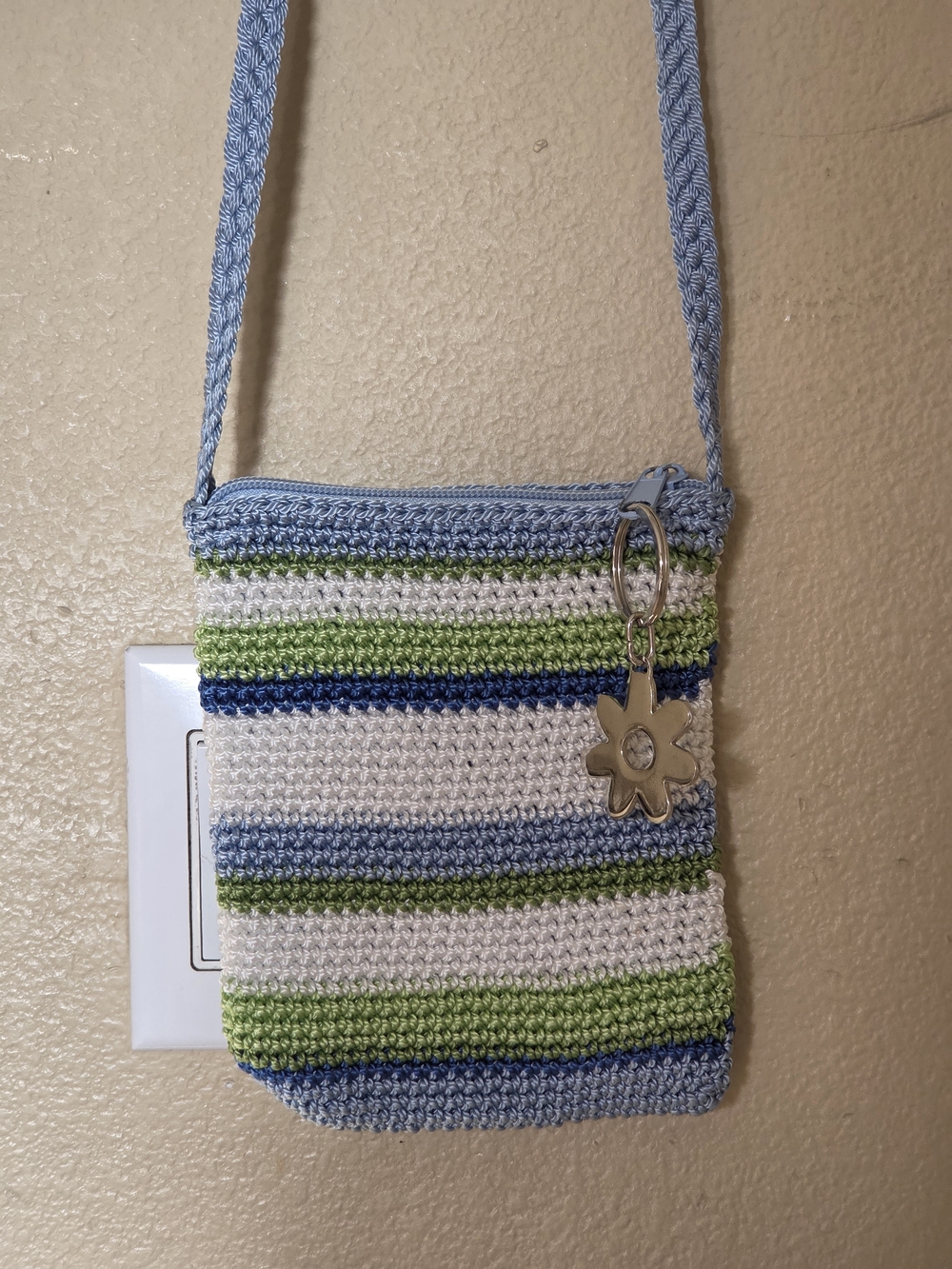 The Sak Blue Multi Crochet Mini Crossbody (Smartphone / Festival Bag)